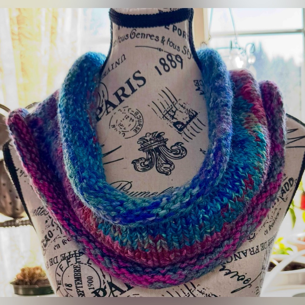 Hand Crafted Multicolor Knit Scarf